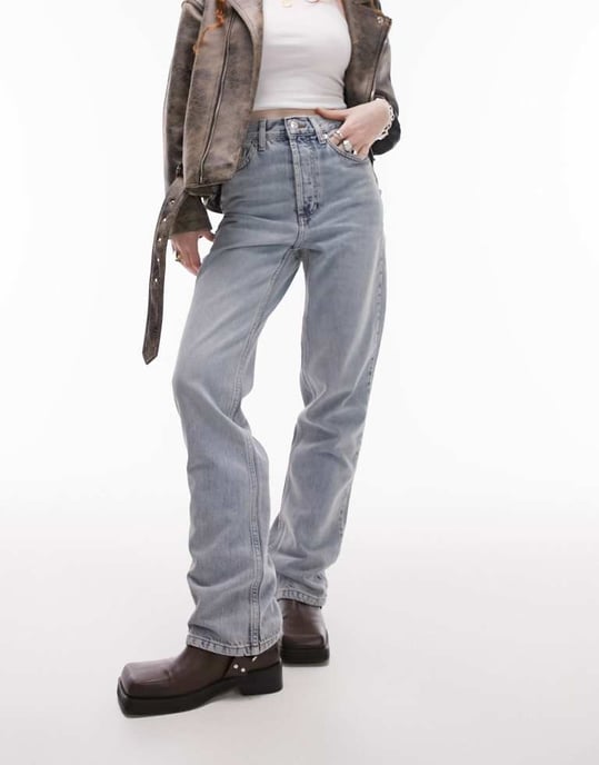 Topshop – Kort – Blekta, raka jeans med hög midja - Image 3