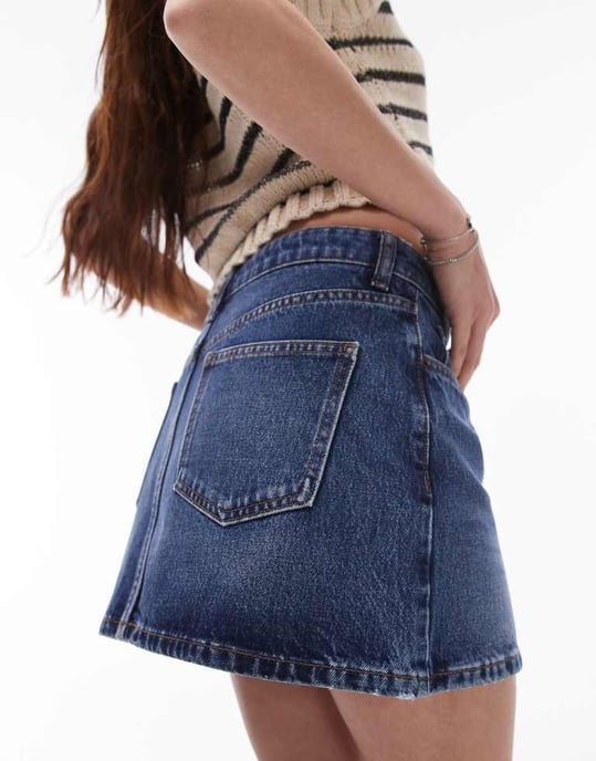 Topshop – Indigofärgad minikjol i denim med pelmetmönster - Image 3