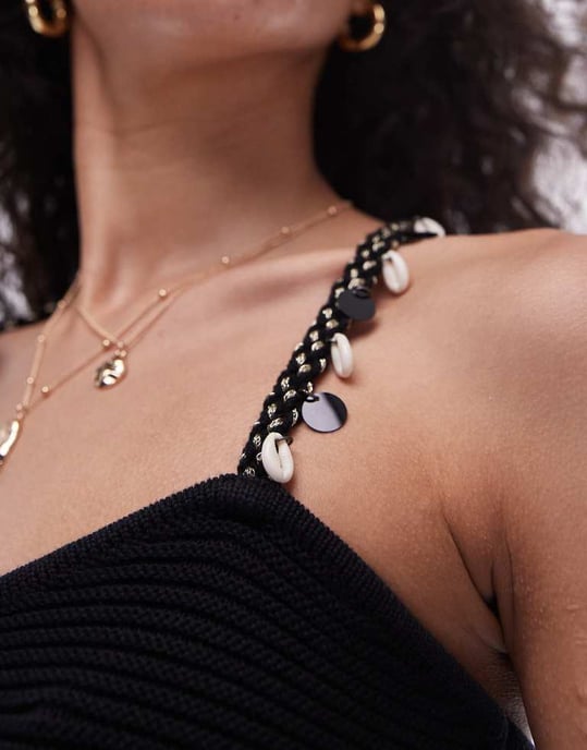 Topshop – Svart stickad linne med skalkrage - Image 3
