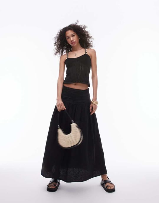 Topshop – Svart stickad linne med skalkrage - Image 4