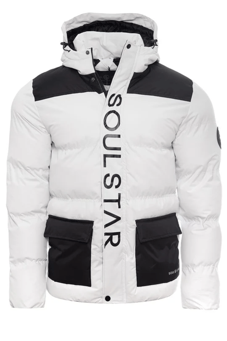 Soul Star Mens Quilted Puffer Jacket Hooded Winter Coat - Image 1