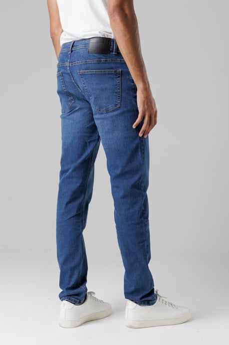 Mid Blue Slim Fit Cotton Blend Jeans - Image 2