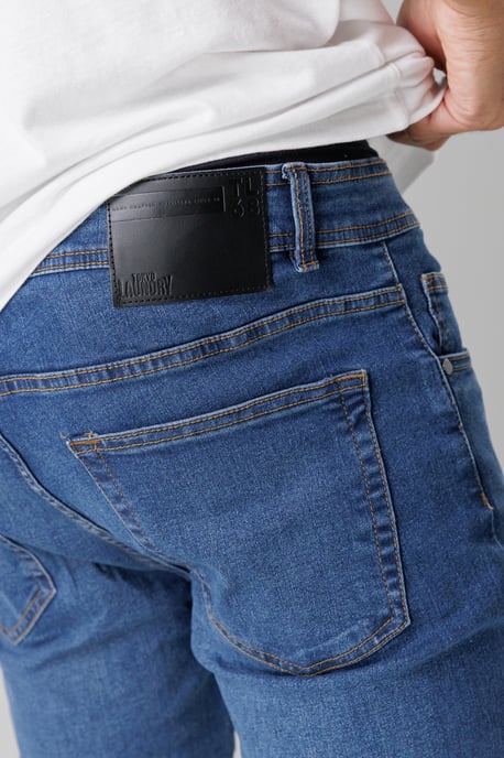 Mid Blue Slim Fit Cotton Blend Jeans - Image 3