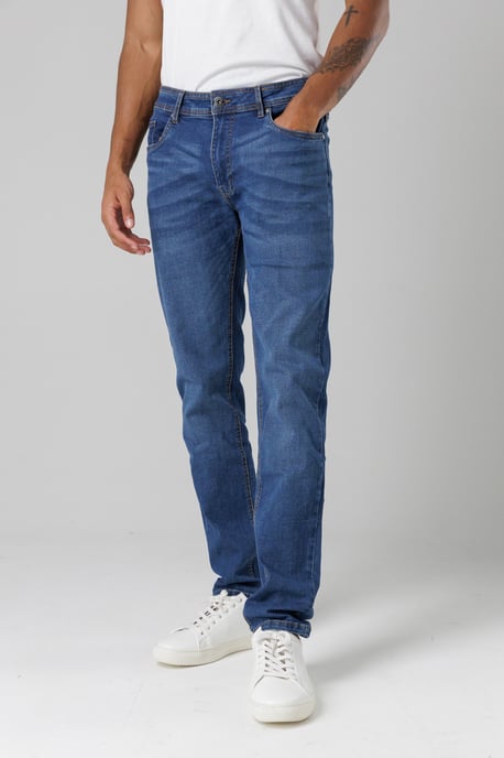 Mid Blue Slim Fit Cotton Blend Jeans - Image 4