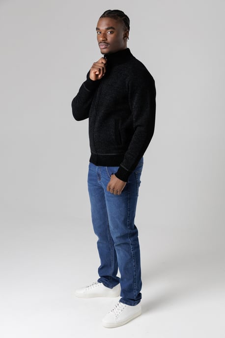 Black Sherpa-Lined Zip-Through Cardigan - Image 3