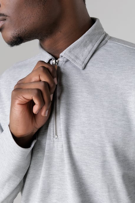 Light Grey Quarter Zip Fleece Jumper With Smart Collar - Image 4