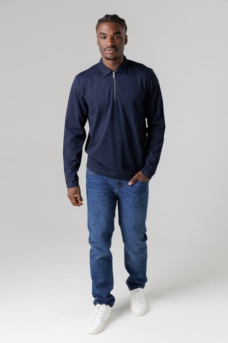 Navy Quarter Zip Fleece Jumper With Smart Collar - Image 3