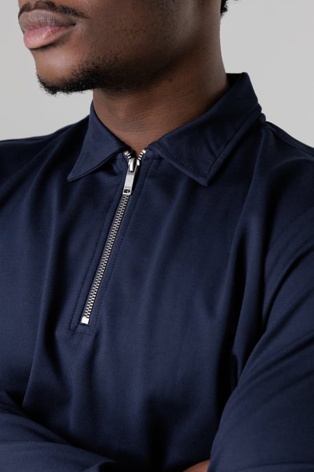 Navy Quarter Zip Fleece Jumper With Smart Collar - Image 4