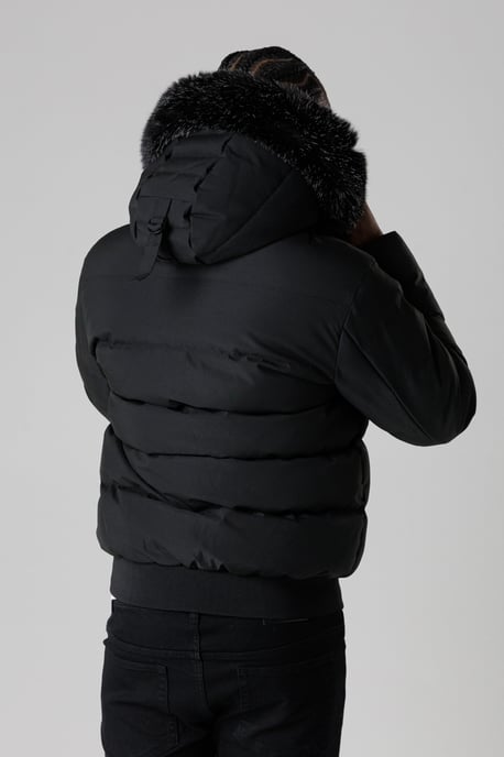 Black Hooded Parka Jacket With Soft Fleece Lining - Image 2
