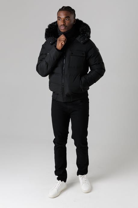 Black Hooded Parka Jacket With Soft Fleece Lining - Image 3