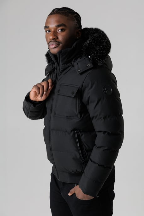 Black Hooded Parka Jacket With Soft Fleece Lining - Image 4