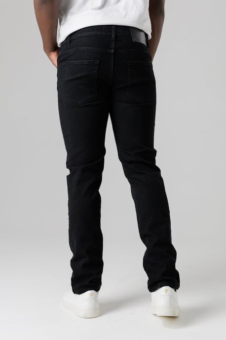 Black Straight Fit Cotton Blend Jeans - Image 2