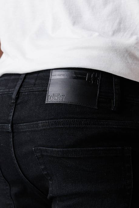 Black Straight Fit Cotton Blend Jeans - Image 4