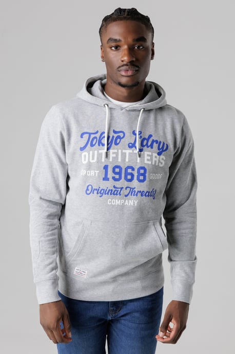 Light Grey Cotton Blend Drawcord Hoody - Image 1