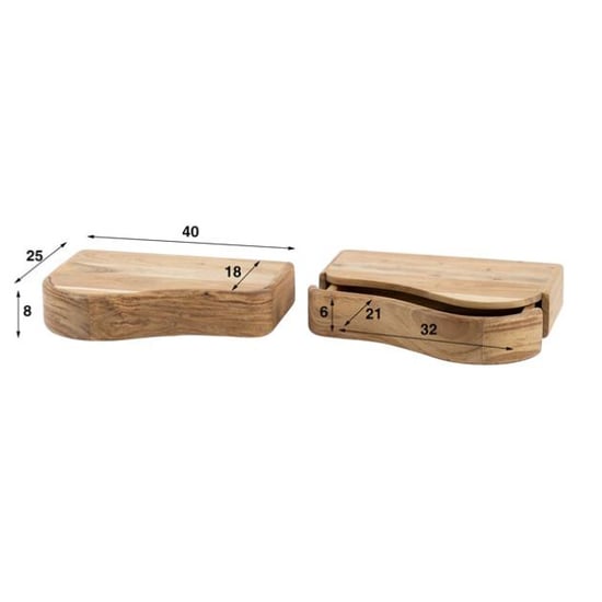 Hoyz nachtkastje organic massief acacia naturel set van 2 - Image 4