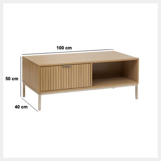 5Five Koffietafel salontafel tasso houten salontafel met panelen 50x100x40 cm - Image 3