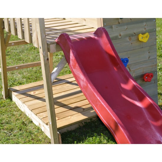 Wendi Toys Houten speeltoren salamander glijbaan, klimwand en 2 schommels - Image 5