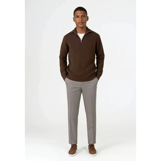 Ciszere Reuben knitted half zip mocha brown - Image 4