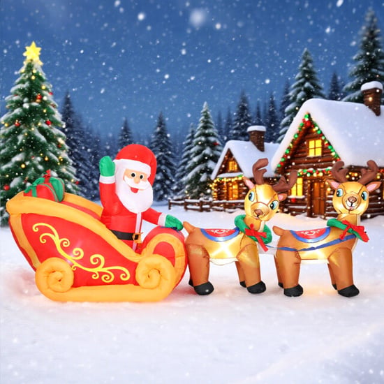 4goodz Opblaasbare kerstman met slee en rendieren met led-verlichting - Image 2