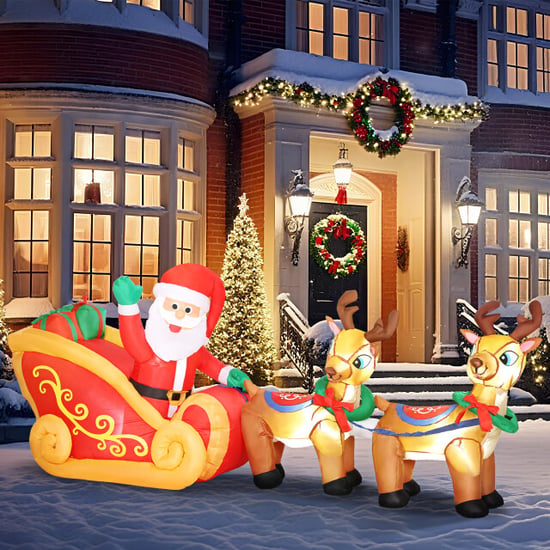 4goodz Opblaasbare kerstman met slee en rendieren met led-verlichting - Image 3