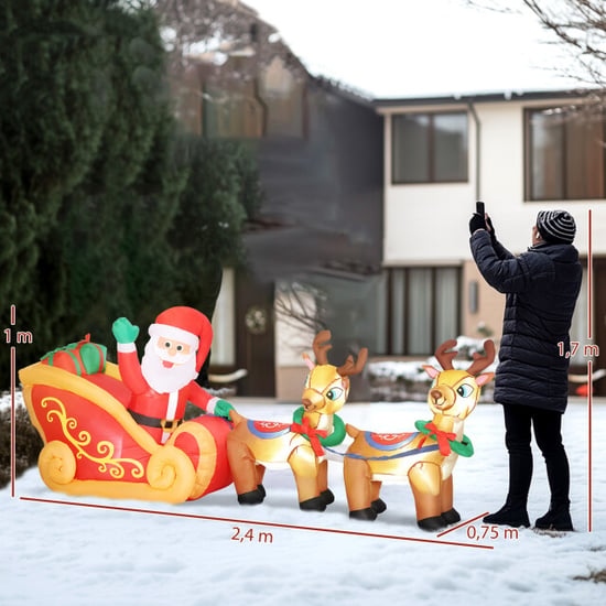 4goodz Opblaasbare kerstman met slee en rendieren met led-verlichting - Image 4