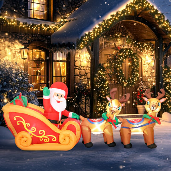 4goodz Opblaasbare kerstman met slee en rendieren met led-verlichting - Image 5