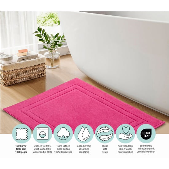 DoubleDry Hotel badmat 50 x 80 cm – 100% katoen – zacht en absorberend – fuchsia - Image 3
