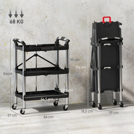 4goodz Gereedschapswagen opvouwbaar met 3 niveaus 68 kg draagvermogen met - Image 2