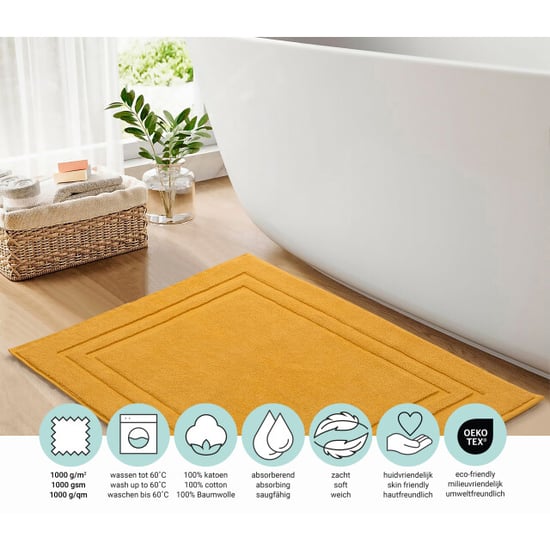 DoubleDry Hotel badmat 50 x 80 cm – 100% katoen – zacht en absorberend – oker - Image 3