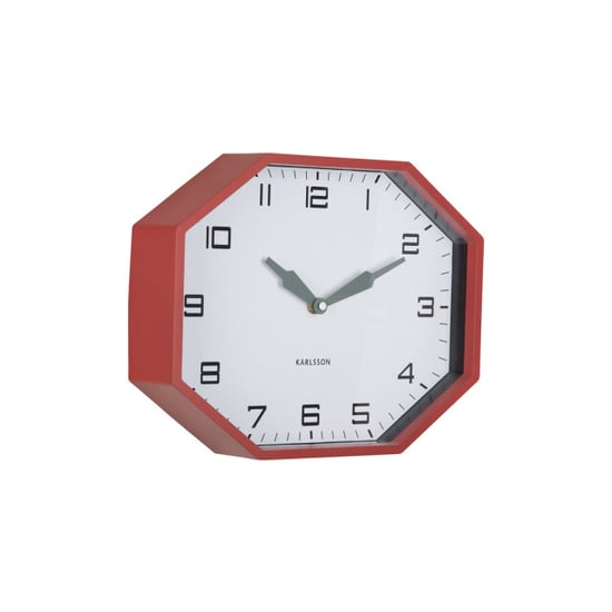 Karlsson wandklok modern factory octagon ochre red & jungle green - Image 1