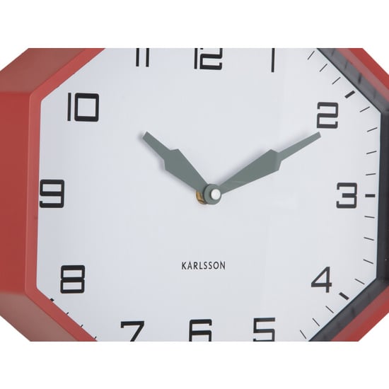 Karlsson wandklok modern factory octagon ochre red & jungle green - Image 2