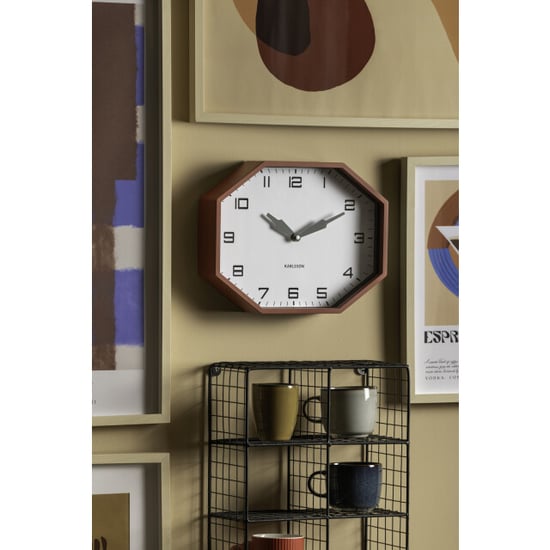 Karlsson wandklok modern factory octagon ochre red & jungle green - Image 5
