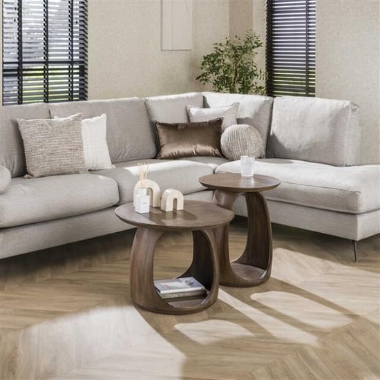Hoyz bijzettafel flow solid m massief acacia glaze brown - Image 3