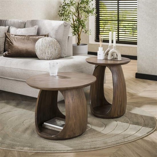 Hoyz bijzettafel flow solid m massief acacia glaze brown - Image 4