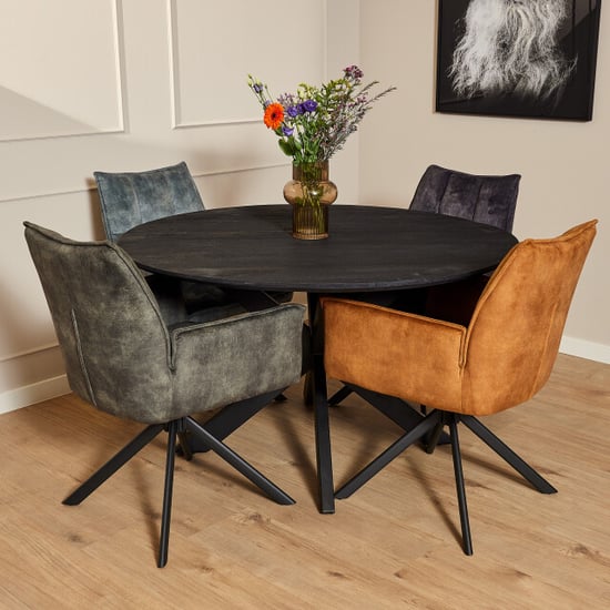 Starfurn eetkamerstoel dani velvet blue met armleuning set van 2 - Image 2