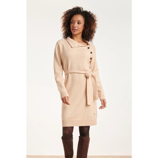 Smashed Lemon 24621 beige gebreide jurk met hoge hals - Image 1