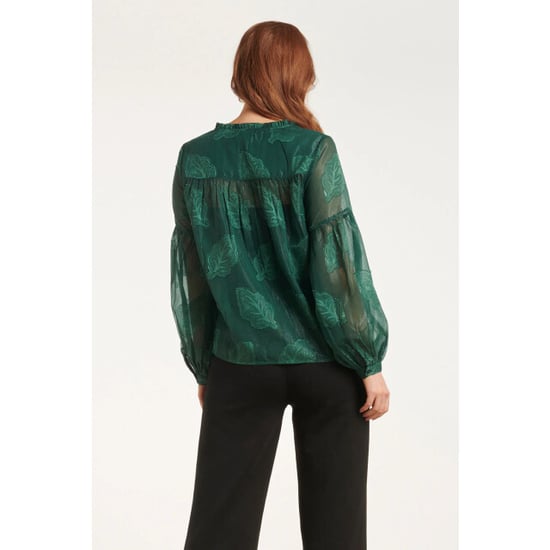 Smashed Lemon 24698 chiffon jacquard v-hals top met bladmotief | - Image 2