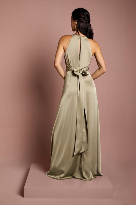 Coast Honoured Twist Halterneck Satin Maxi Bridesmaid Dress - Image 3