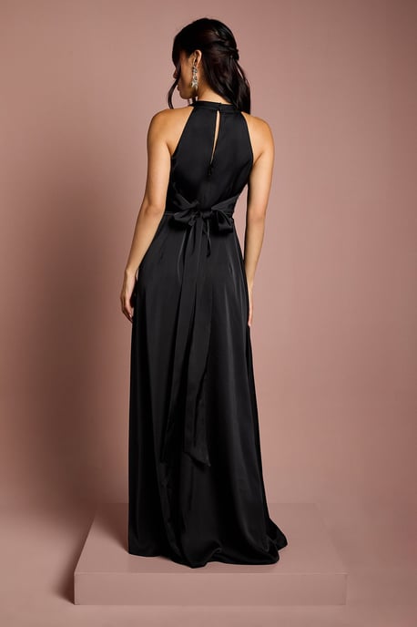 Coast Honoured Twist Halterneck Satin Maxi Bridesmaid Dress - Image 3