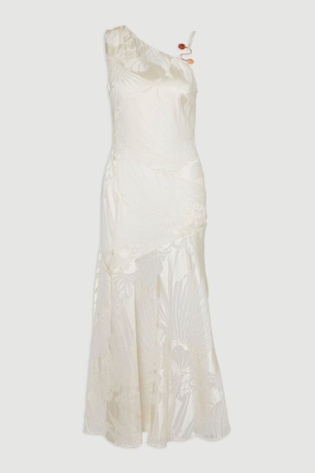 Tall Devoure One Shoulder Woven Maxi Dress With Trim Detail - Image 4