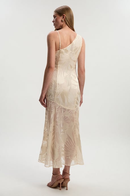 Tall Devoure One Shoulder Woven Maxi Dress With Trim Detail - Image 5