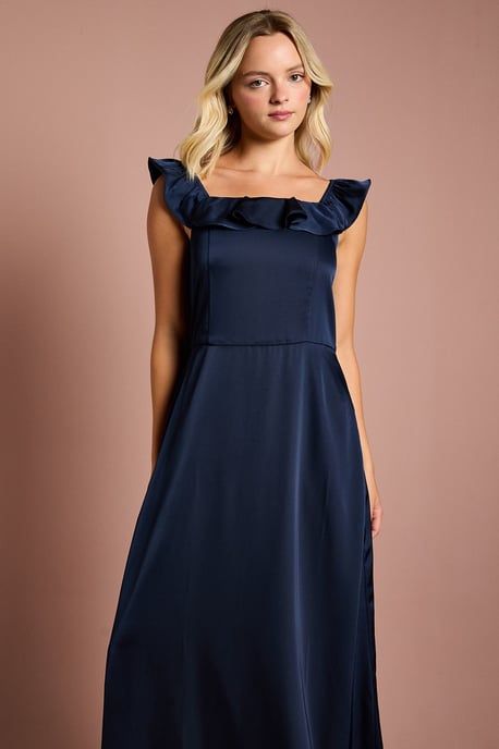 Teen Coast Ruffle Strap Satin Bridesmaid Dress - Image 2