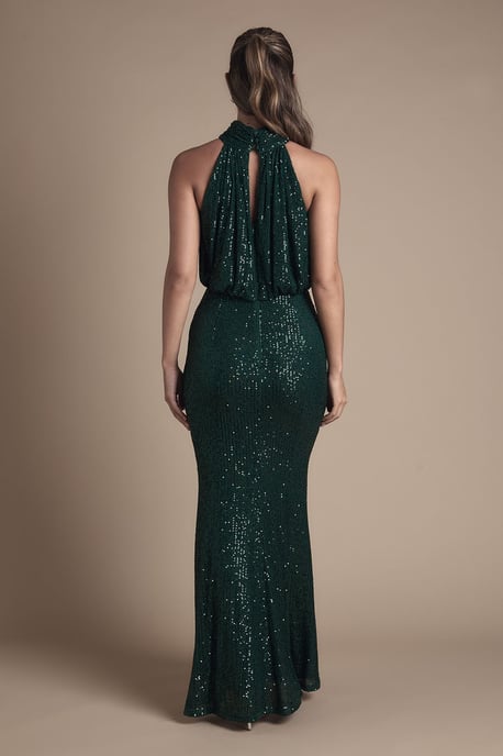 Halterneck Sequin Bridesmaid Maxi Dress - Image 4