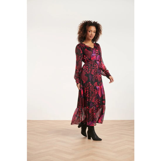 Smashed Lemon 24522 fuchsiapaarse hartjesprint maxi jurk | - Image 5
