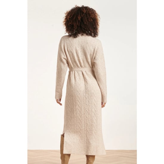 Smashed Lemon 24631 beige e gebreide midi jurk met kabelstructuur | - Image 4