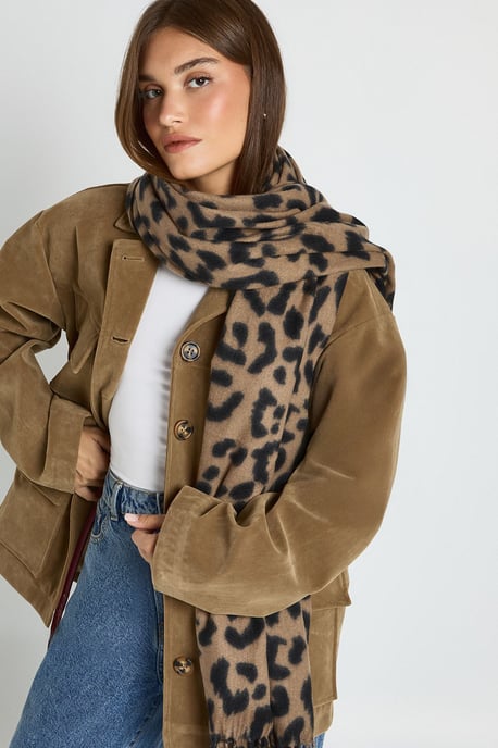 Leopard Tassel Lightweight Blanket Scarf - Image 1