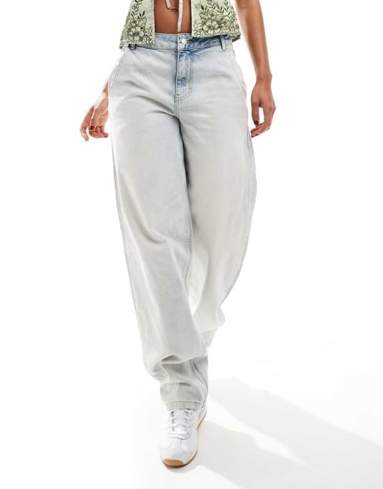 Noisy May – Blekta grå jeans med medelhög midja och lös passform - Image 4