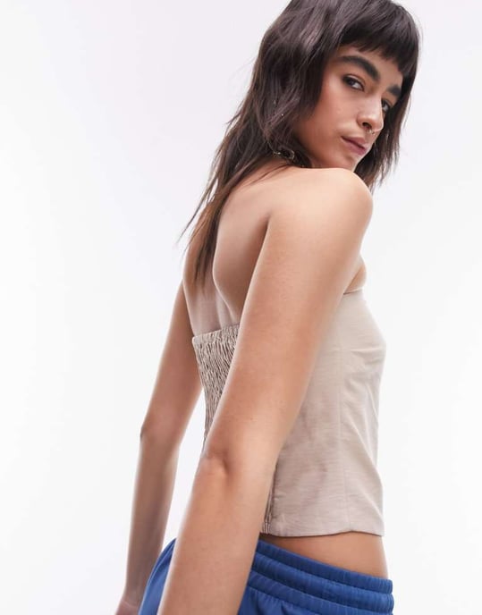 Topshop – Taupefärgad bandeautopp - Image 4