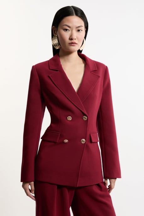 Compact Stretch Essential Tailored Doubled Breasted Blazer - Image 1