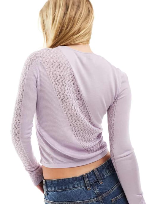 & Other Stories varierad stickad topp i mjuk violett - Image 3